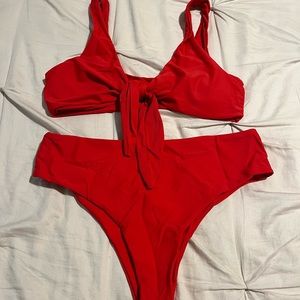 Red High Waisted Bikini